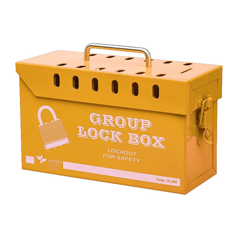 Uniform Safety Signs - 260mm x 110mm x 160mm Yellow Group Lock Box (12 Hole) | UL461