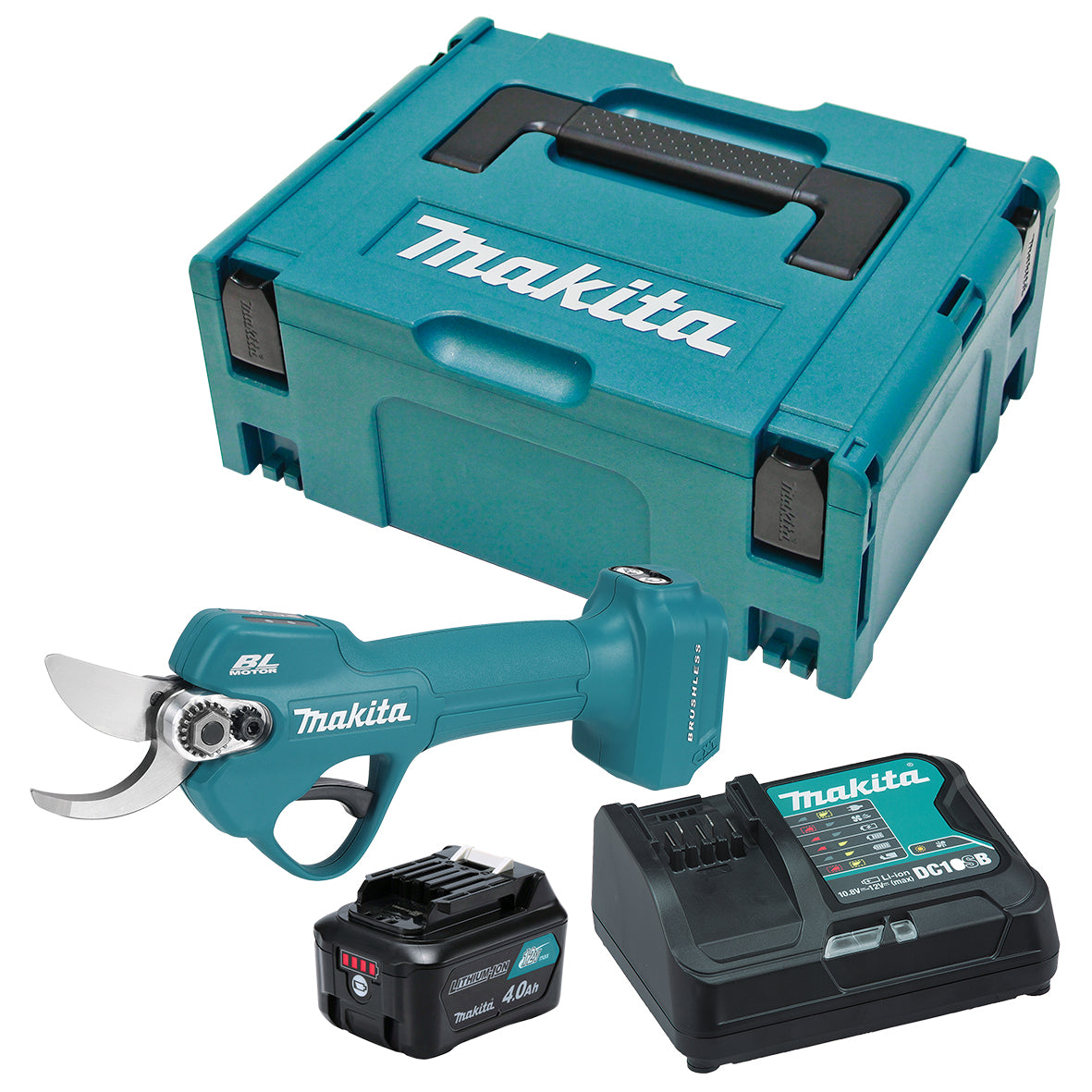 Makita Tools - 12V Max Brushless Pruning Shears - Includes 1 x 4.0Ah Battery & Rapid Charger | UP100DSMJ