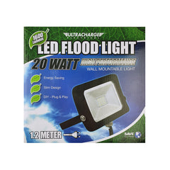 Power DC - Ultracharge Wall Mount Led Flood Light 20Watt Black | UR200FL20WB_