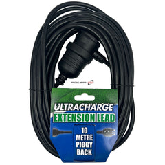 Power DC - Ultracharge 10M Black Extension Lead With Piggy Back Plug | UR240/10PB