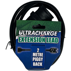 Power DC - Ultracharge 2M Black Extension Lead With Piggy Back Plug | UR240/2PB
