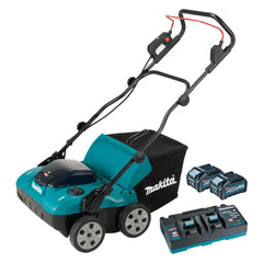 Makita Tools - 40V Max Brushless Lawn Scarifier Kit - Includes 2 x 4.0Ah Batteries and Dual Port Rapid Charger | UV001GM201