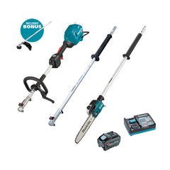 Makita Tools - 40V Max Brushless Multi-Function Powerhead (LE400MP) Extension Pole & (EY403MP) Pole Saw Attachment Kit- Includes 5.0Ah Battery & Single Port Rapid Charger (Bonus EM403MP) | UX01GT102-B