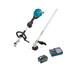 Makita Tools - 40V Max Brushless Multi-function Powerhead (EM409MP) Line Trimmer Attachment Kit - Includes 5.0Ah Battery & Single Port Rapid Charger | UX01GT104