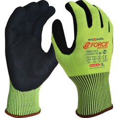 Maxisafe - G-Force HiVis Cut Resistant Level D, Nitrile Coated glove - Medium Green | GTH238-08-01