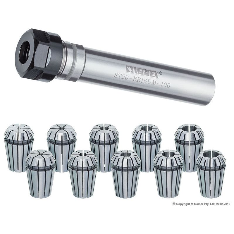 Vertex - ER16 20 x 100mm Chuck complete with 10 Collets | V603