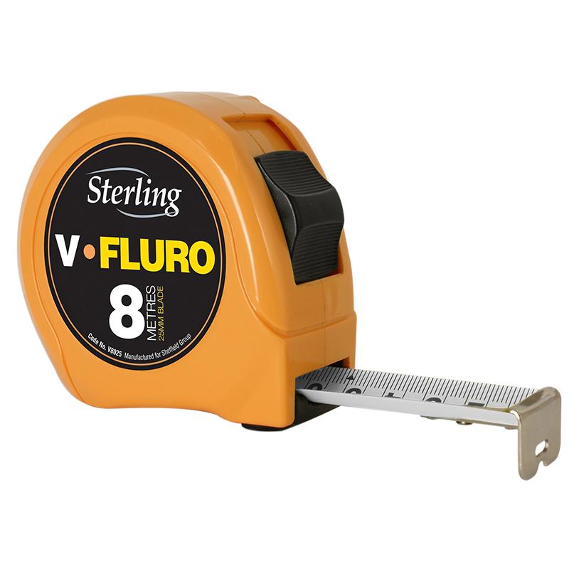 Sterling-8M X 25Mm V-Force Fluro Measuring Tape