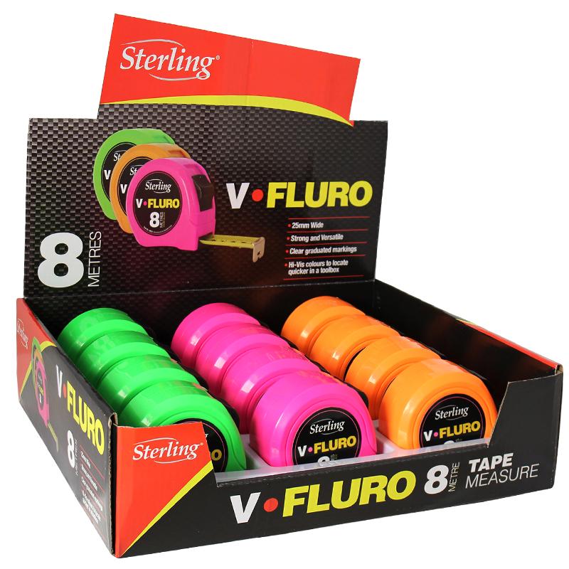 Sterling-8M X 25Mm V-Force Fluro Measuring Tape