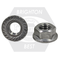 Brighton Best - M8-1.25 - HEX FLANGE NUTS SERRATED A2 | V87080