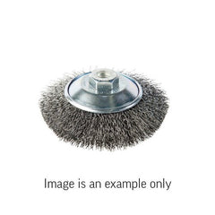 Union Bevel Brush Crimped Stainless Steel 0.5mm Wire x 125mm Dia M14 Carded
