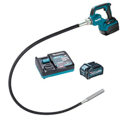 Makita Tools - 40V Max Brushless 2400mm (38mm dia.) Concrete Vibrator - Includes 1 x 4.0Ah Batteries & Single Port Rapid Charger | VR004GM102