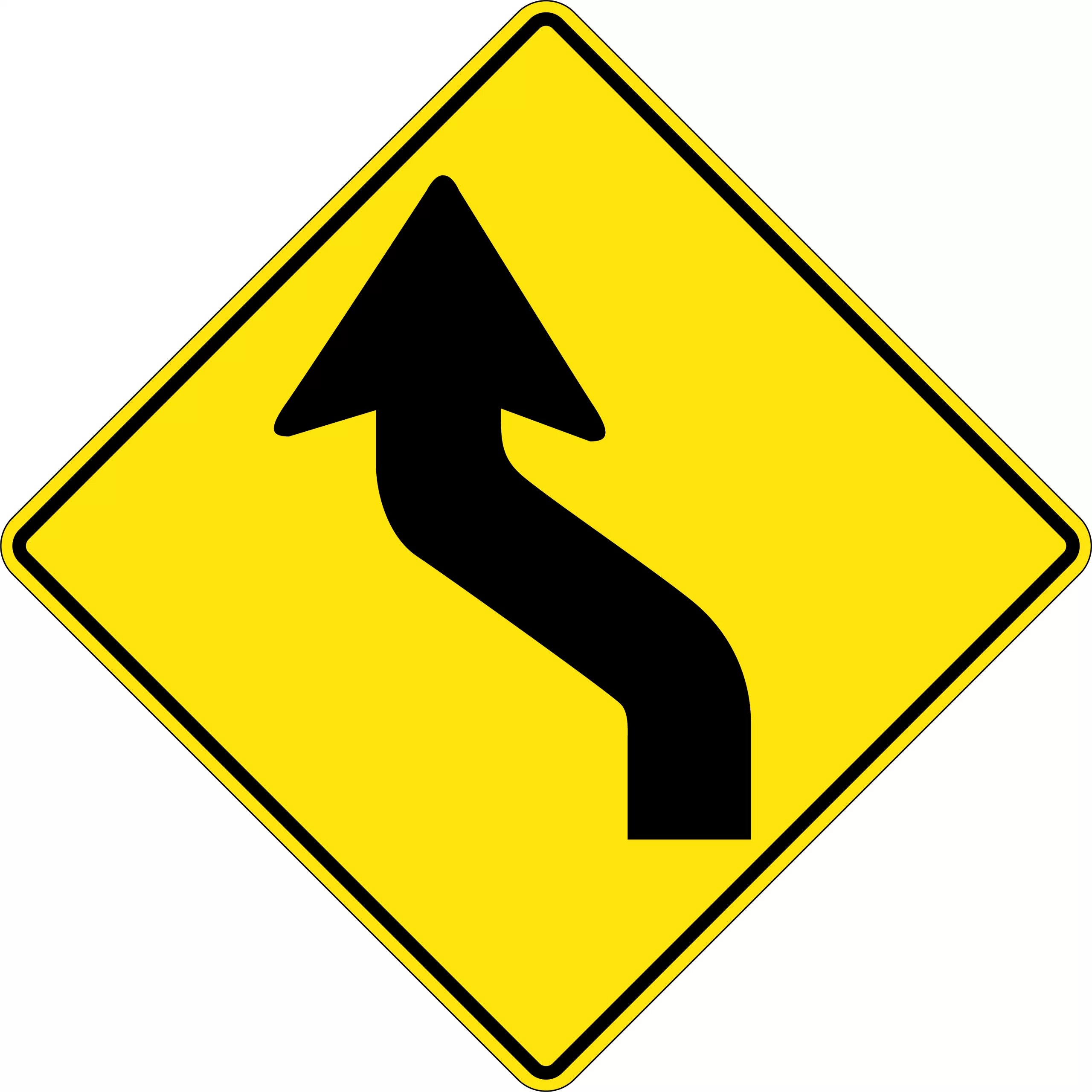 Uniform Safety Signs - 600x600mm - Aluminium - Class 1 - Reflective - Reverse Curve Left Picto | W1-4AL