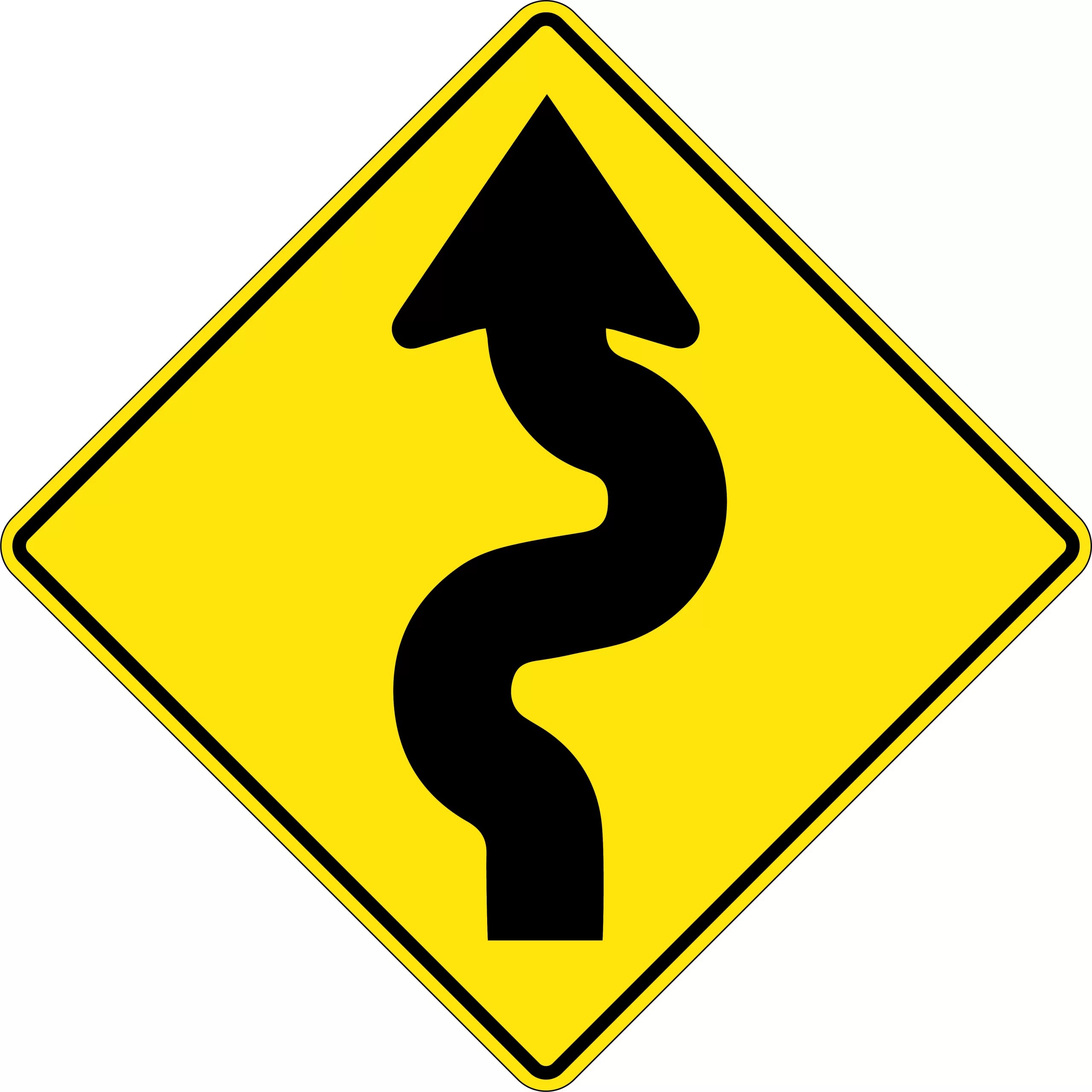 Uniform Safety Signs - 750x750mm - Aluminium - Class 1 - Reflective - Winding Road Picto | W1-5B