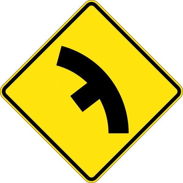 Uniform Safety Signs - 600x600mm - Aluminium - Class 1 - Reflective - Side Road Junction On Curve Left | W2-10A(L)