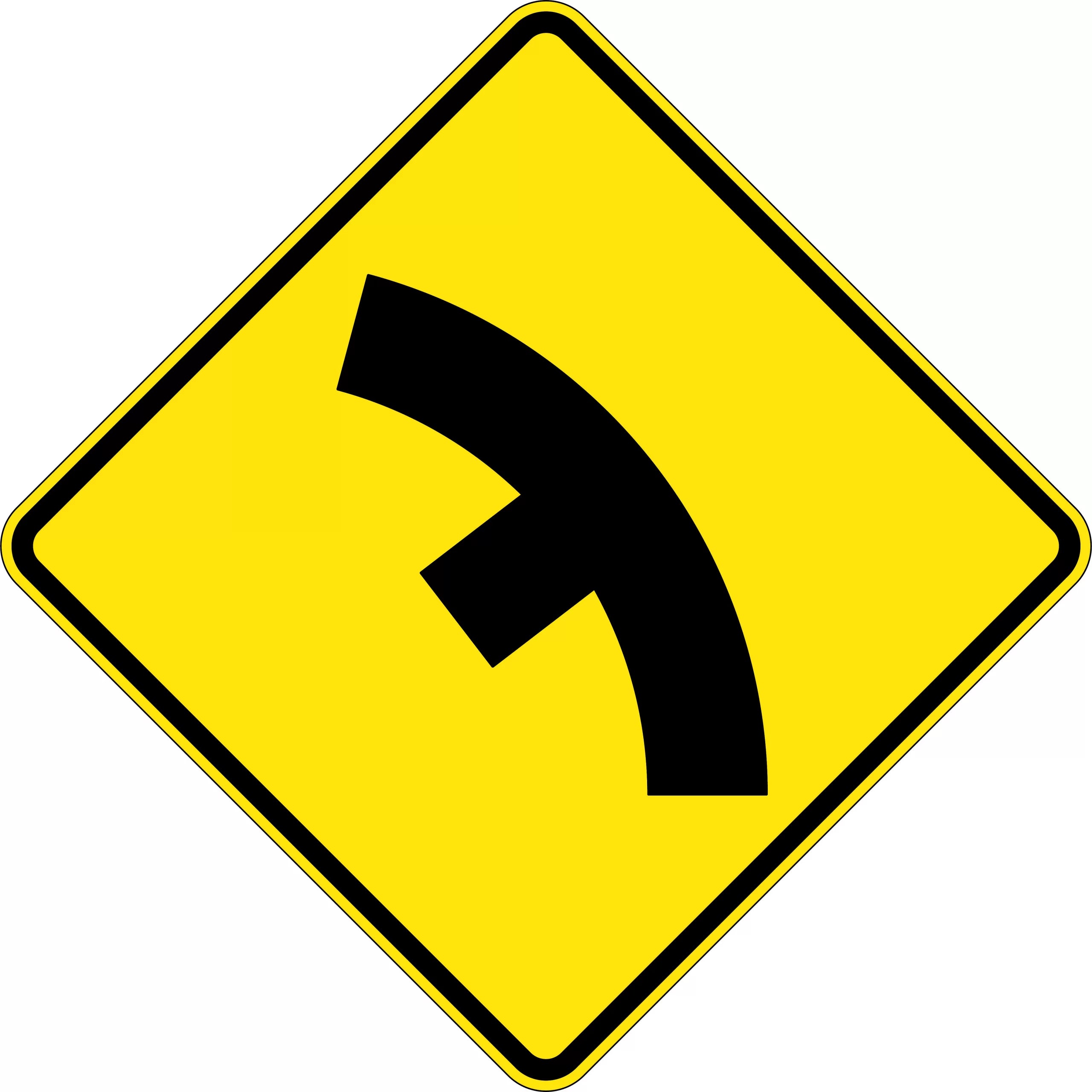 Uniform Safety Signs - 750x750mm - Aluminium - Class 1 - Reflective - Side Road Junction On Curve Right | W2-10B(R