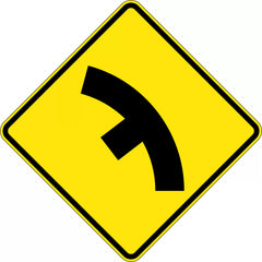 Uniform Safety Signs - 750x750mm - Aluminium - Class 1 - Reflective - Side Road Junction On Curve Right | W2-10B(R