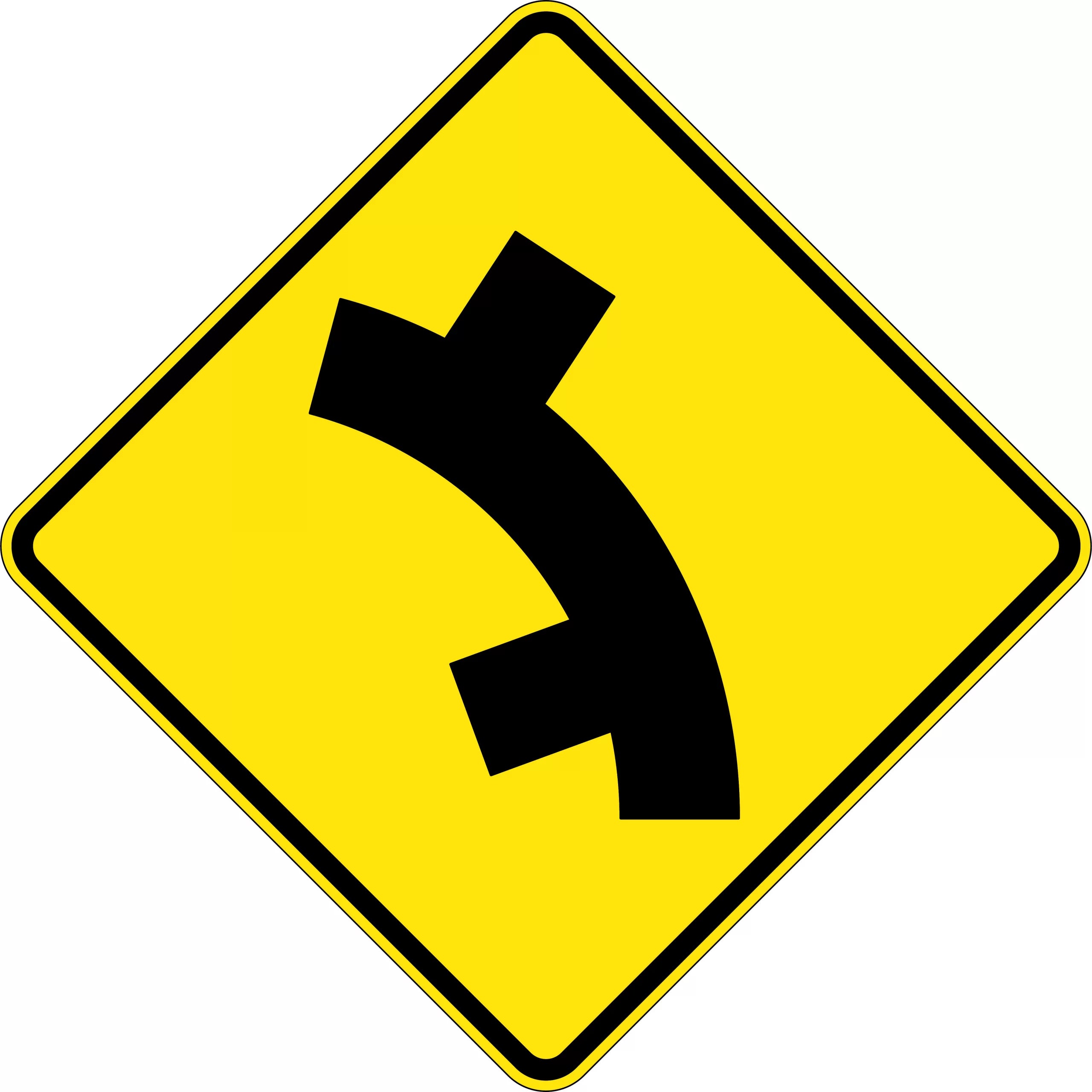 Uniform Safety Signs - 750x750mm - Aluminium - Class 1 - Reflective - Staggered Side Road On Curve Left | W2-12B(L)