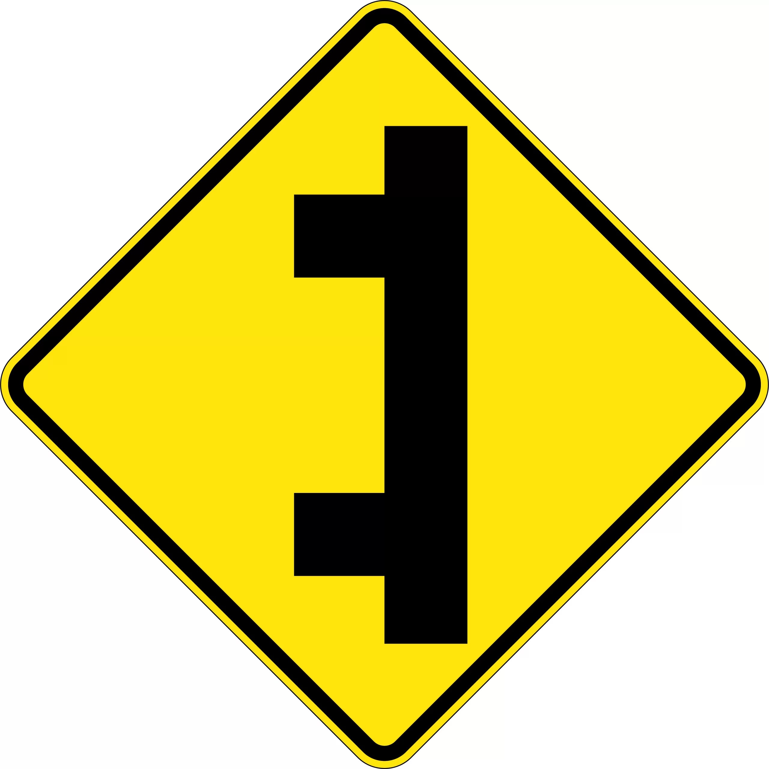 Uniform Safety Signs - 600x600mm - Aluminium - Class 1 - Reflective - Side Road Intersection 2 On Same Side Right | W2-13A(R