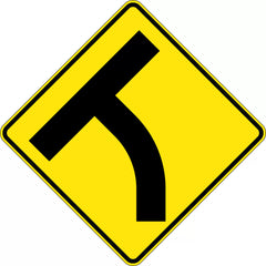 Uniform Safety Signs - 600x600mm - Aluminium - Class 1 - Reflective - T Intersection Curved Approach (Left) | W2-14A