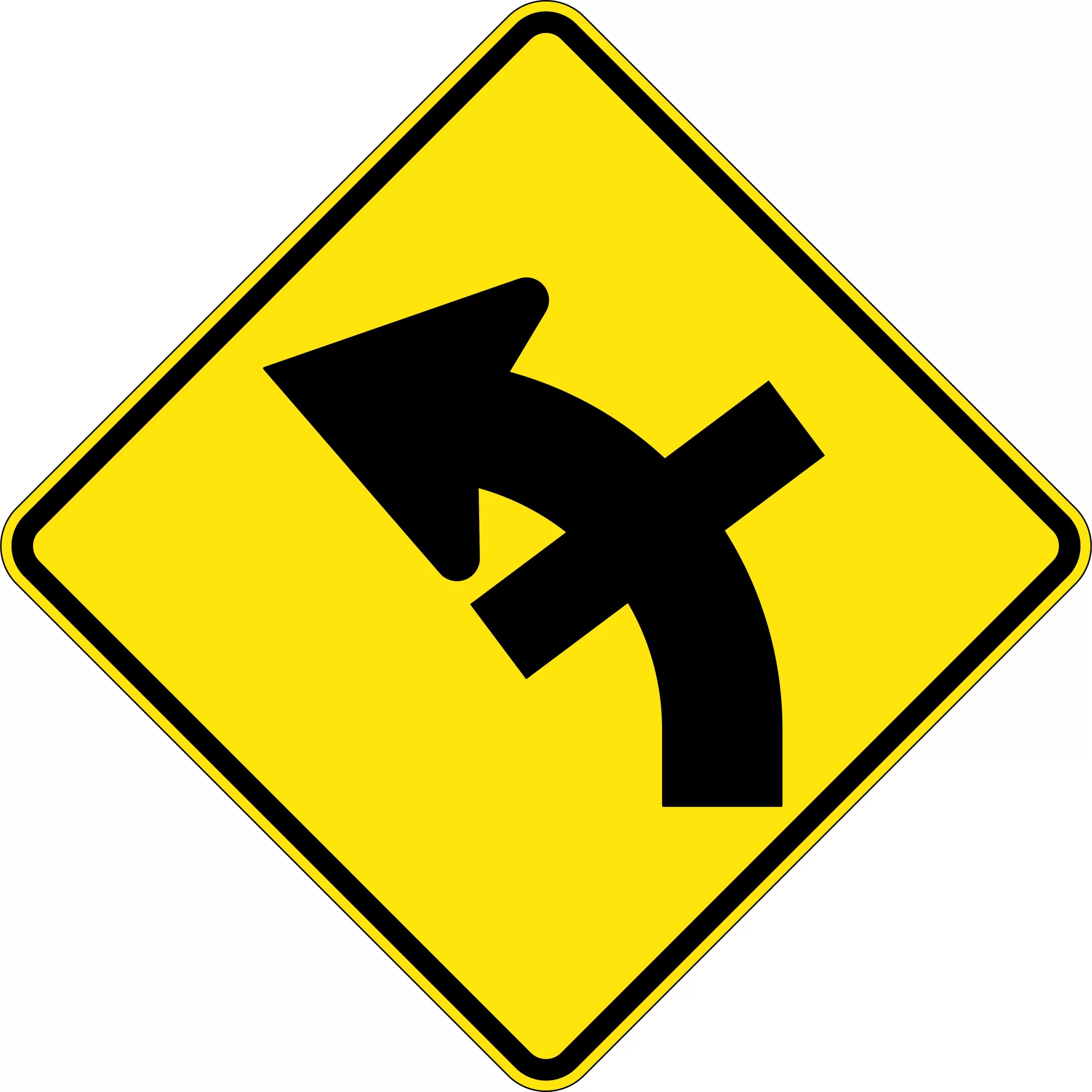 Uniform Safety Signs - 900x900mm - Aluminium - Class 1 - Reflective - Crossroad On Curve Left | W2-15C(L)