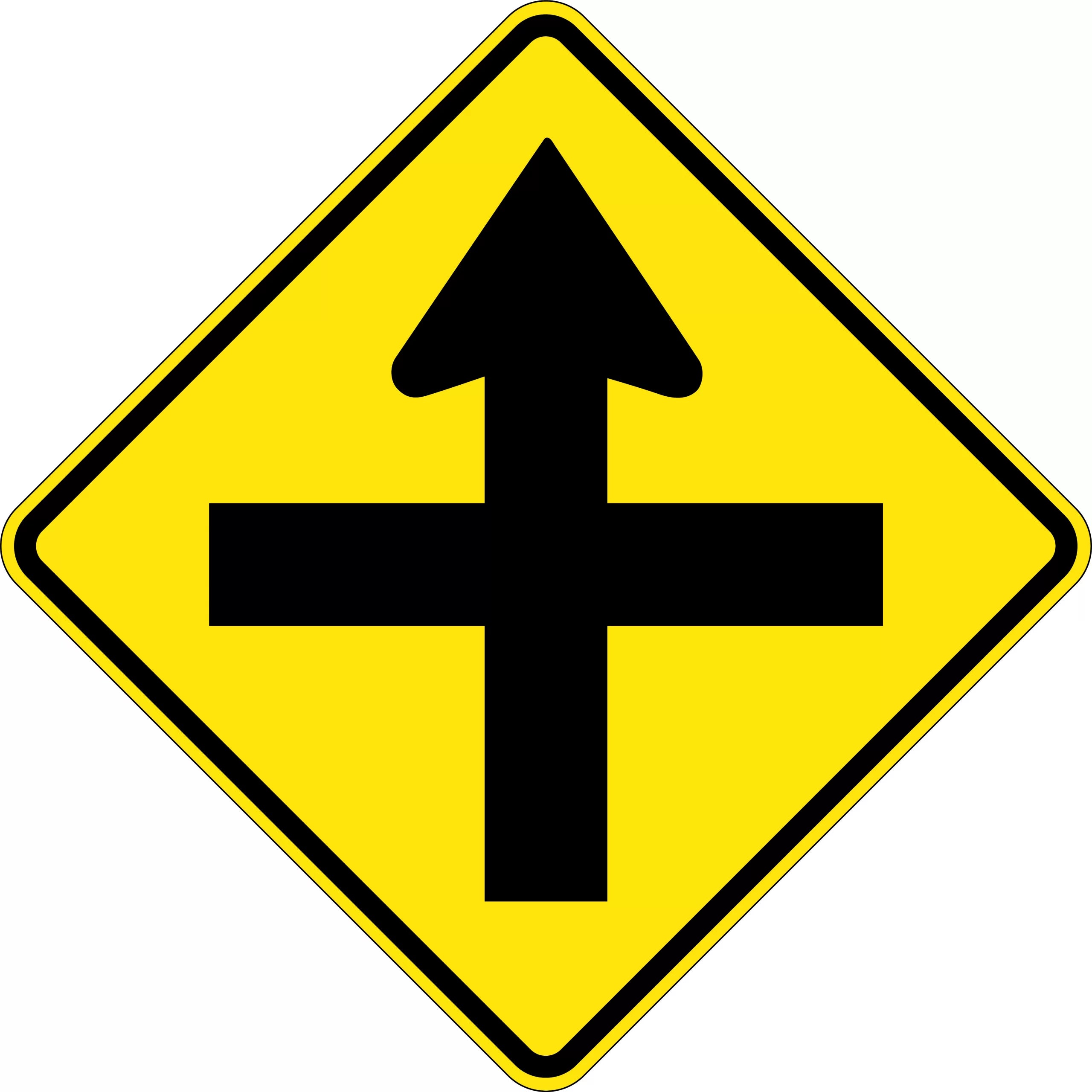Uniform Safety Signs - 750x750mm - Aluminium - Class 1 - Reflective - Cross Road | W2-1B