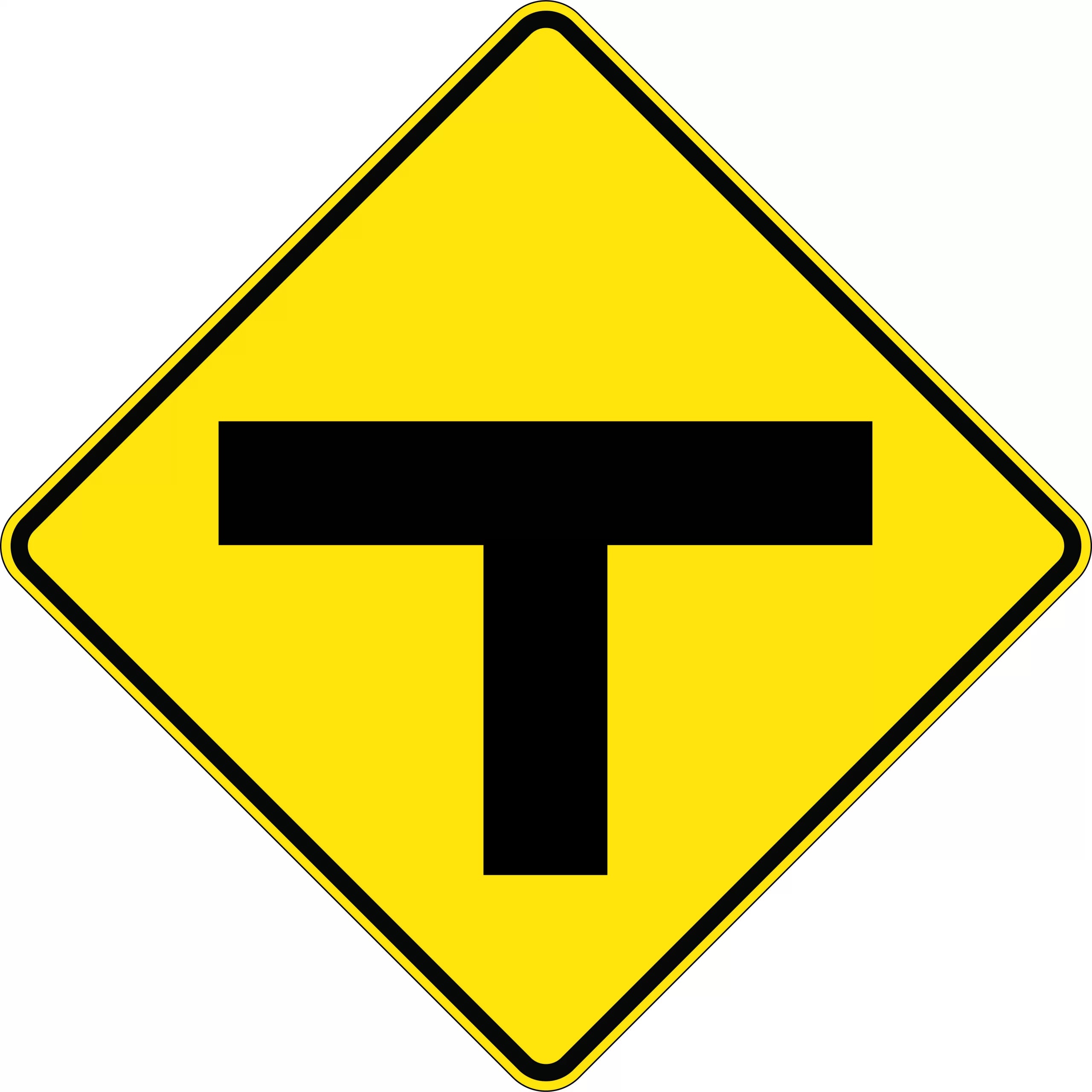 Uniform Safety Signs - 750x750mm - Aluminium - Class 1 - Reflective - T Junction | W2-3B