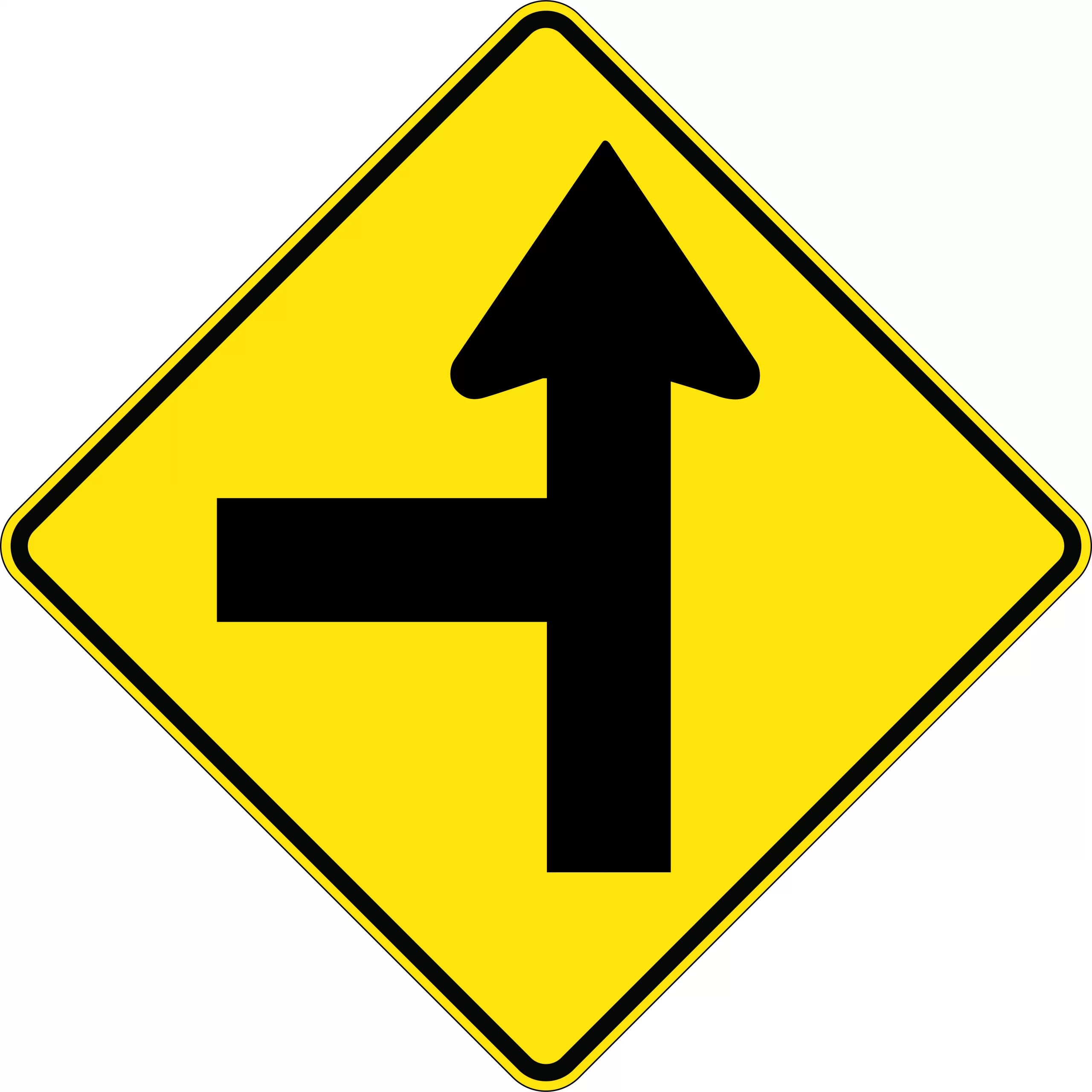 Uniform Safety Signs - 600x600mm - Aluminium - Class 1 - Reflective - Side Road Junction Right | W2-4A(R