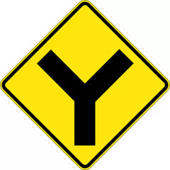 Uniform Safety Signs - 600x600mm - Aluminium - Class 1 - Reflective - Y Junction | W2-5A