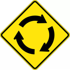 Uniform Safety Signs - 900x900mm - Aluminium - Class 1 - Reflective - Roundabout Ahead | W2-7C