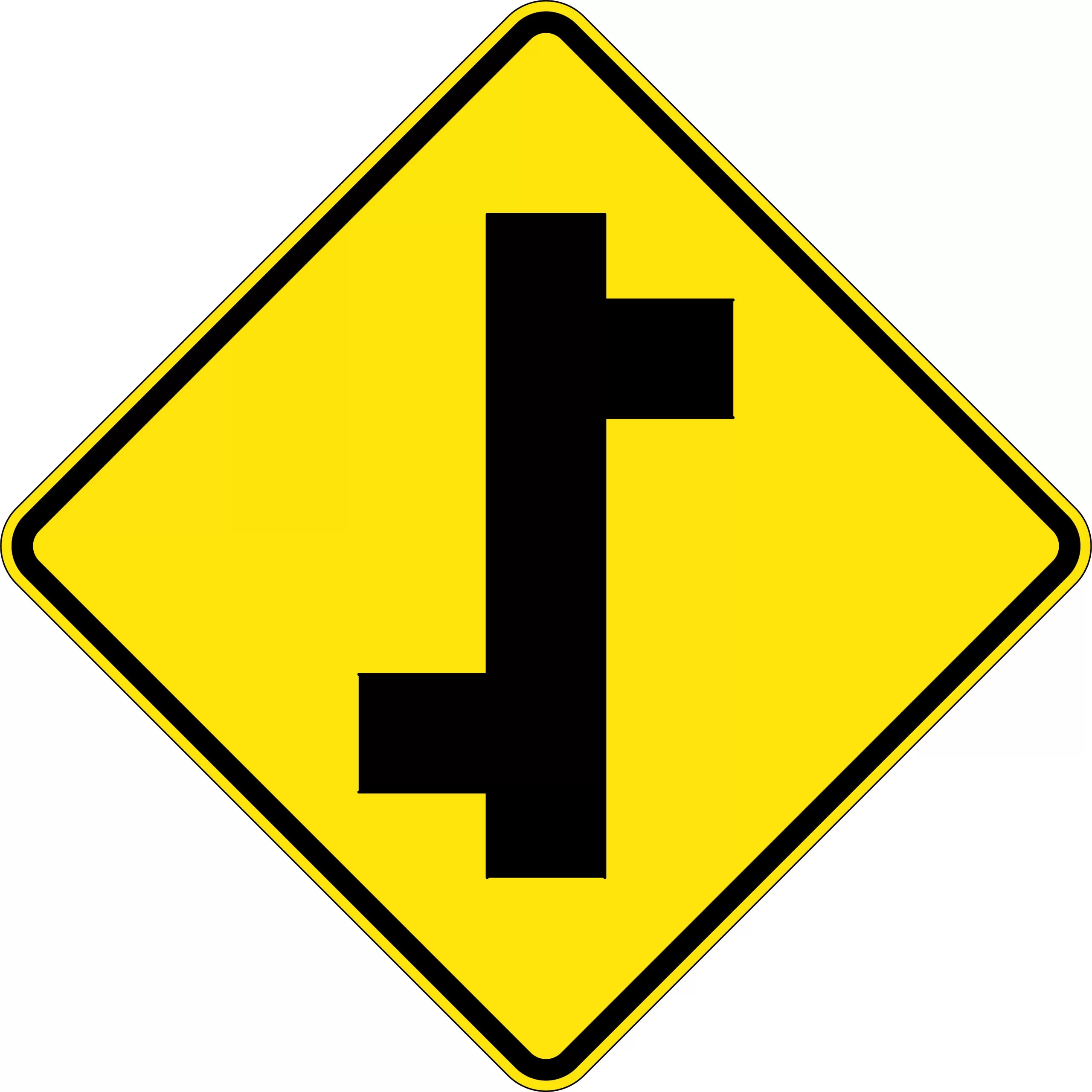 Uniform Safety Signs - 750x750mm - Aluminium - Class 1 - Reflective - Staggered Side Road Junction | W2-8B