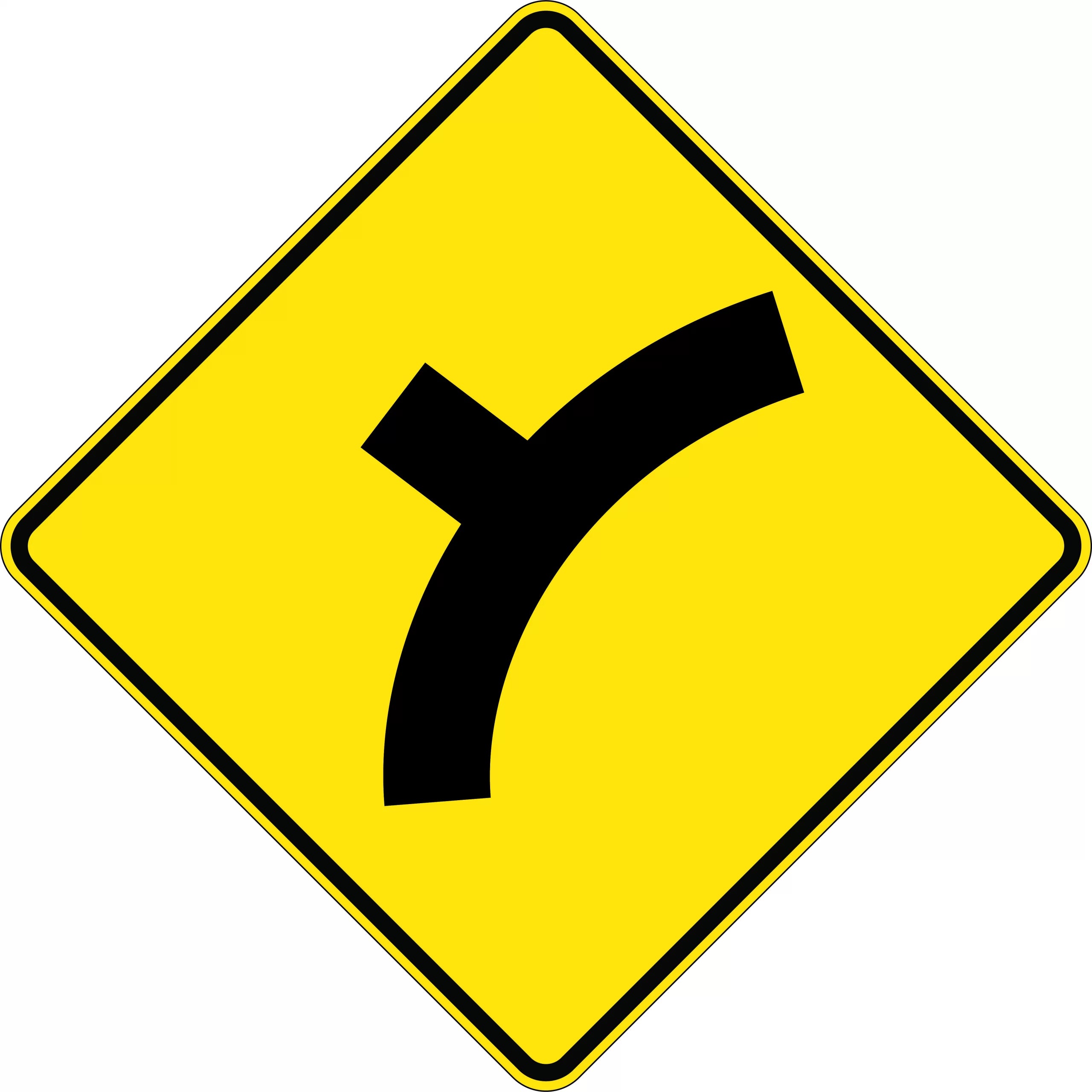 Uniform Safety Signs - 750x750mm - Aluminium - Class 1 - Reflective - Side Road Junction On Curve Right | W2-9B(R