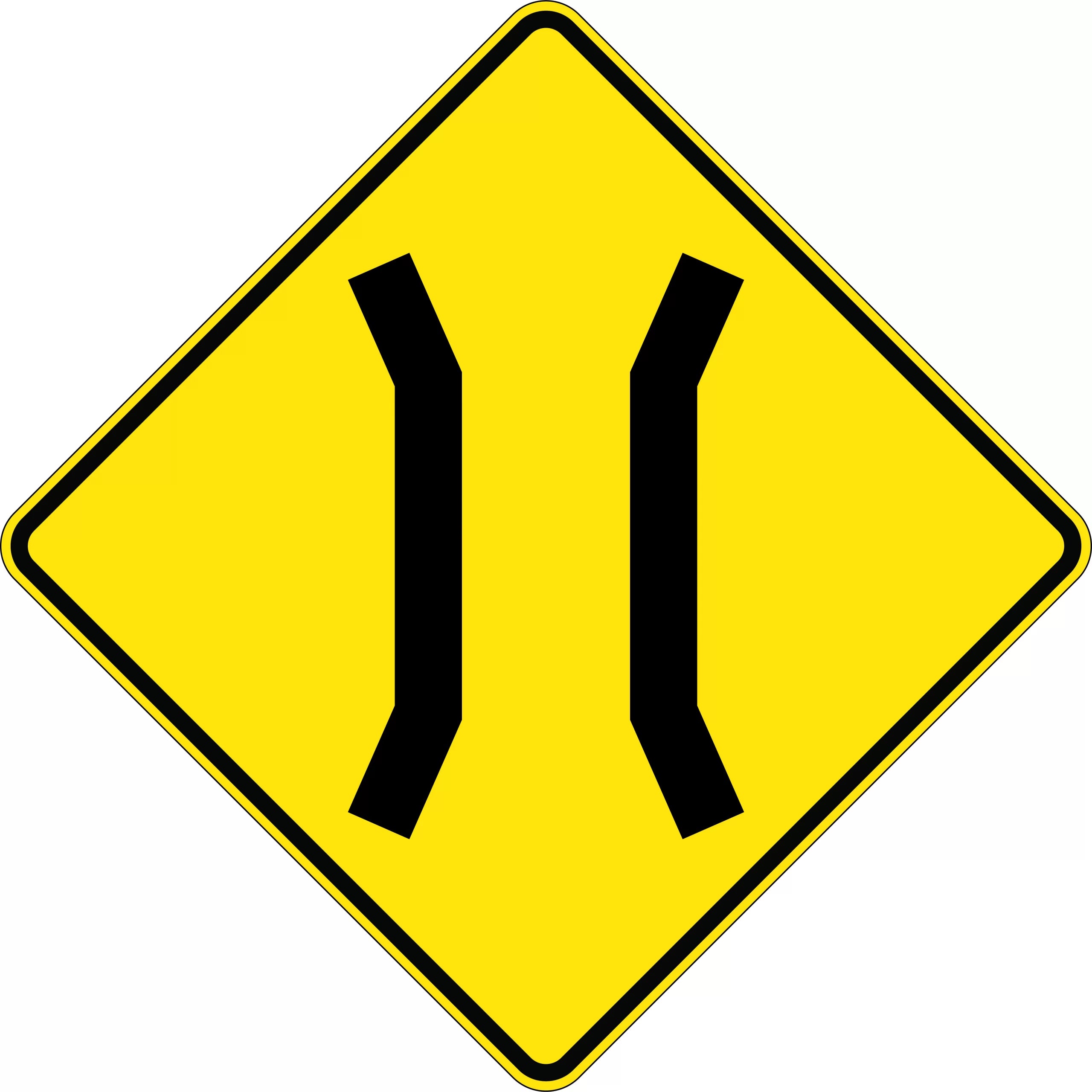 Uniform Safety Signs - 900x900mm - Aluminium - Class 1 - Reflective - Narrow Bridge | W4-1C