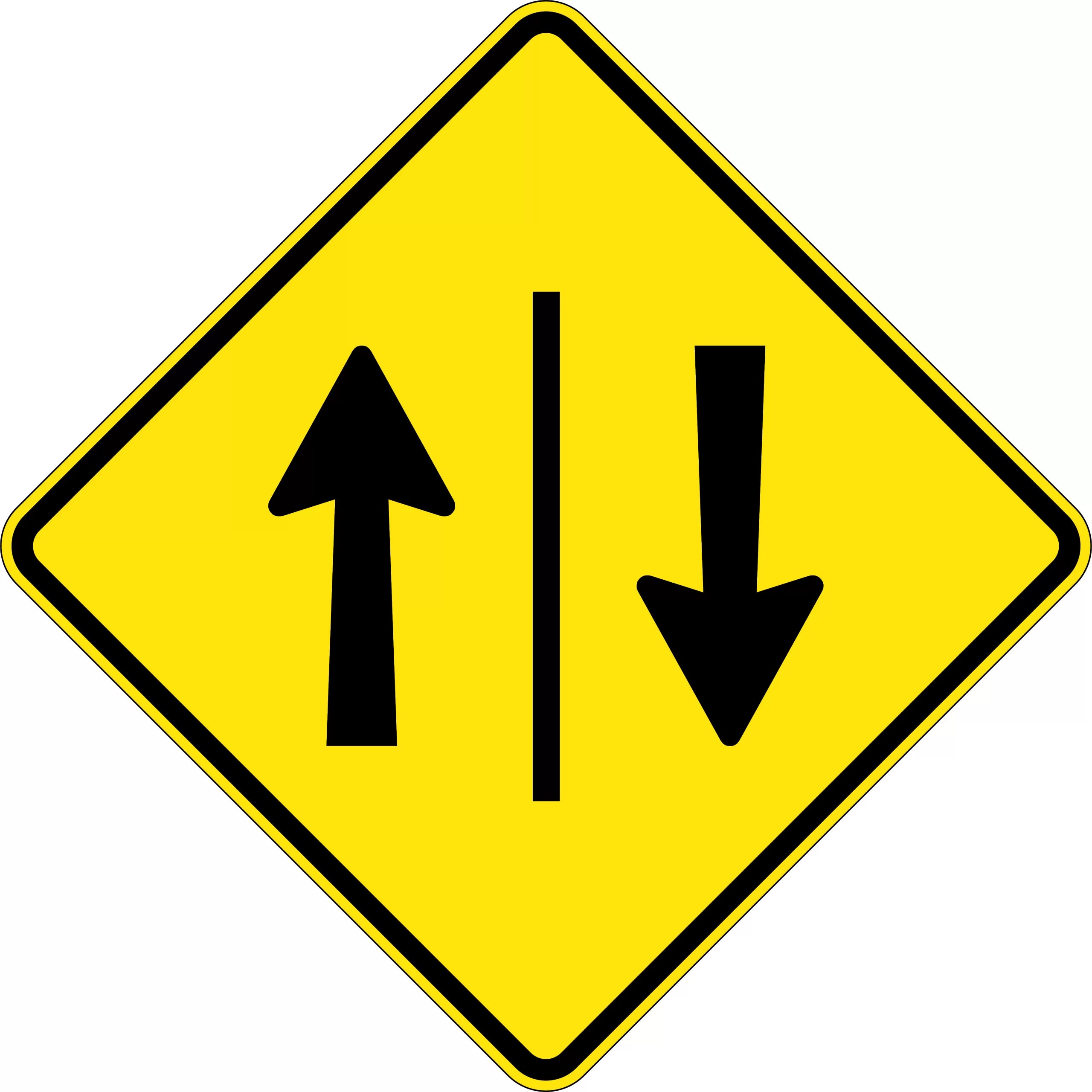 Uniform Safety Signs - 600x600mm - Aluminium - Class 1 - Reflective - One Lane Each Direction | W4-208A