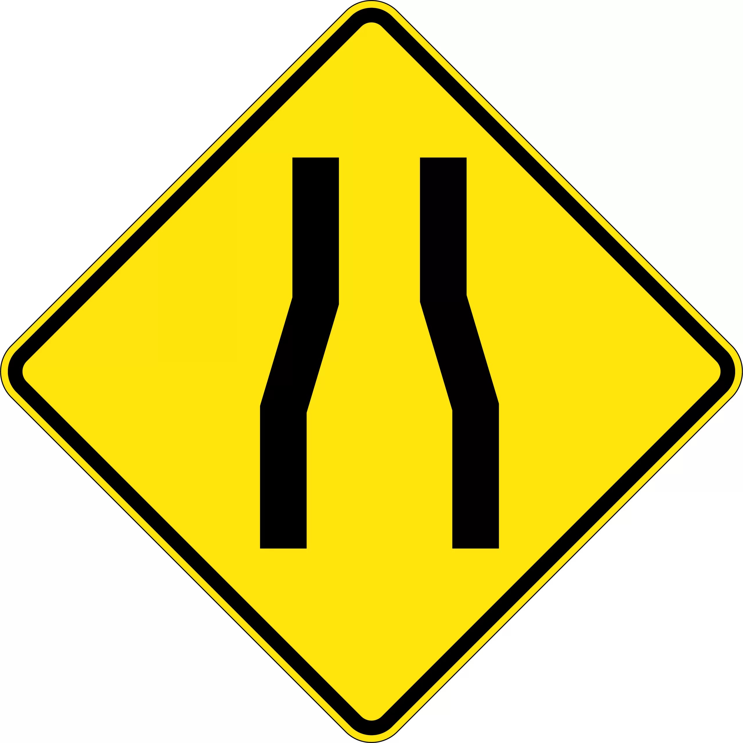 Uniform Safety Signs - 600x600mm - Aluminium - Class 1 - Road Narrows | W4-3A