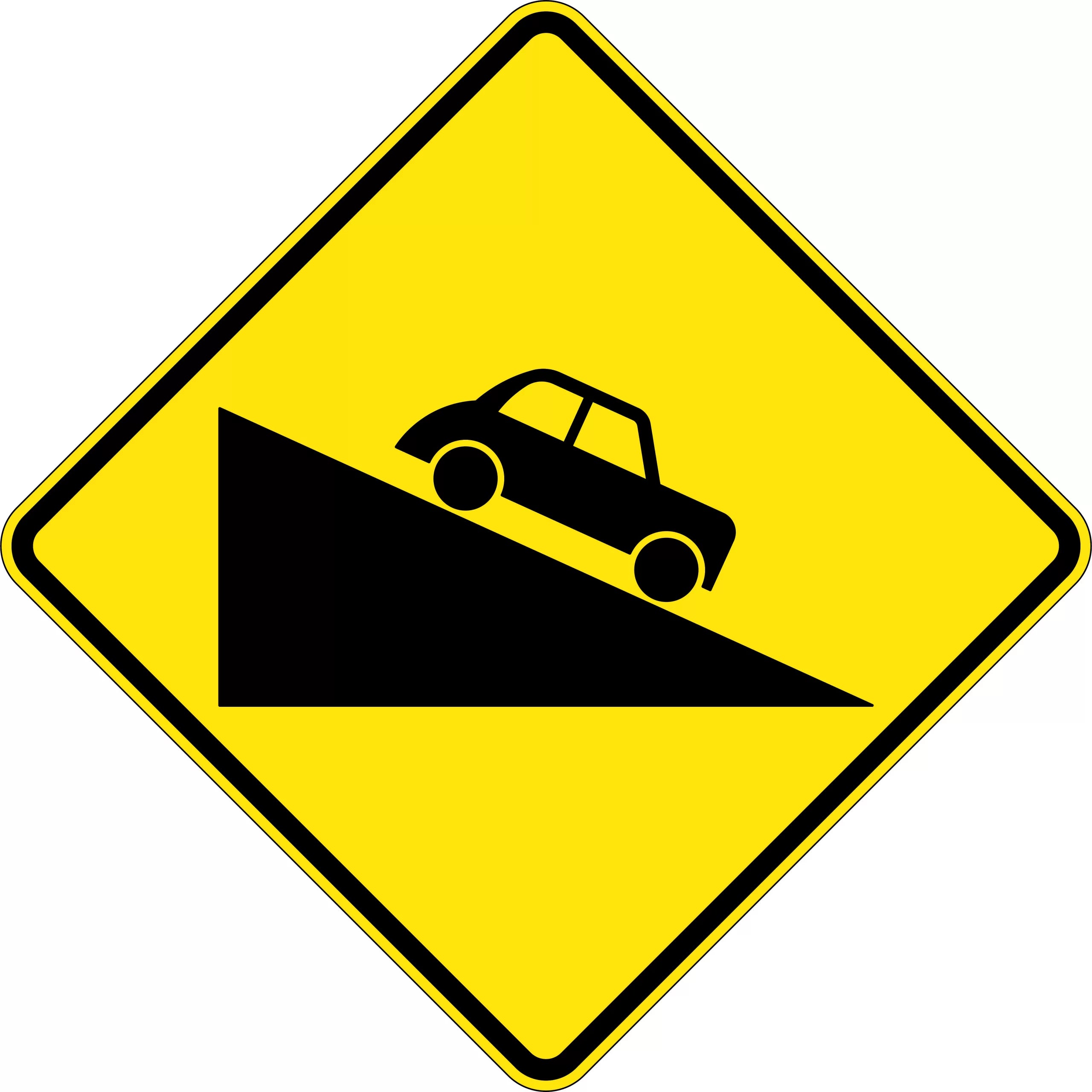 Uniform Safety Signs - 750x750mm - Aluminium - Class 1 - Reflective - Steep Descent | W5-12B