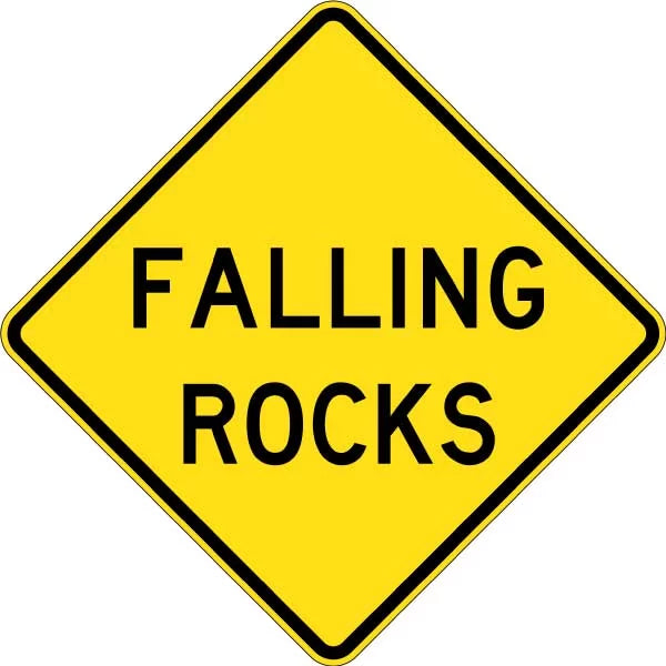 Uniform Safety Signs - 1200x1200mm - Aluminium - Class 1 - Reflective - Falling Rocks | W5-204D