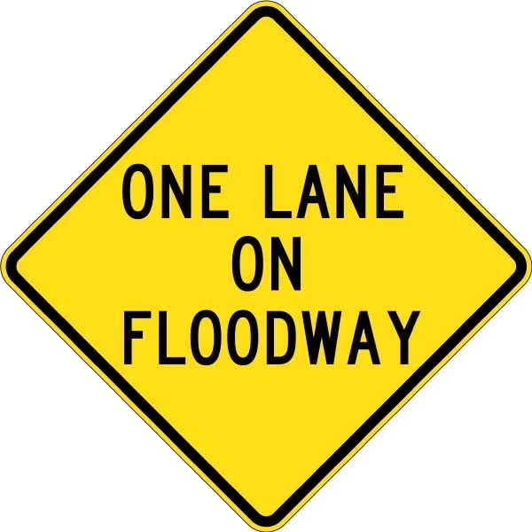 Uniform Safety Signs - 600x600mm - Aluminium - Class 1 - Reflective - One Lane On Floodway | W5-207A