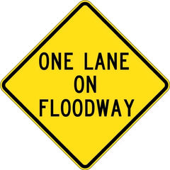 Uniform Safety Signs - 900x900mm - Aluminium - Class 1 - Reflective - One Lane On Floodway | W5-207C