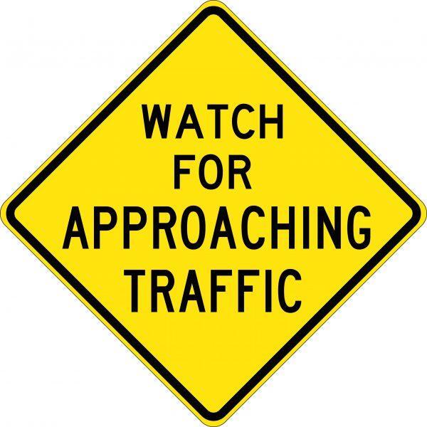Uniform Safety Signs - 750x750mm - Aluminium - Class 1 - Reflective - Watch For Approaching Traffic | W5-220B