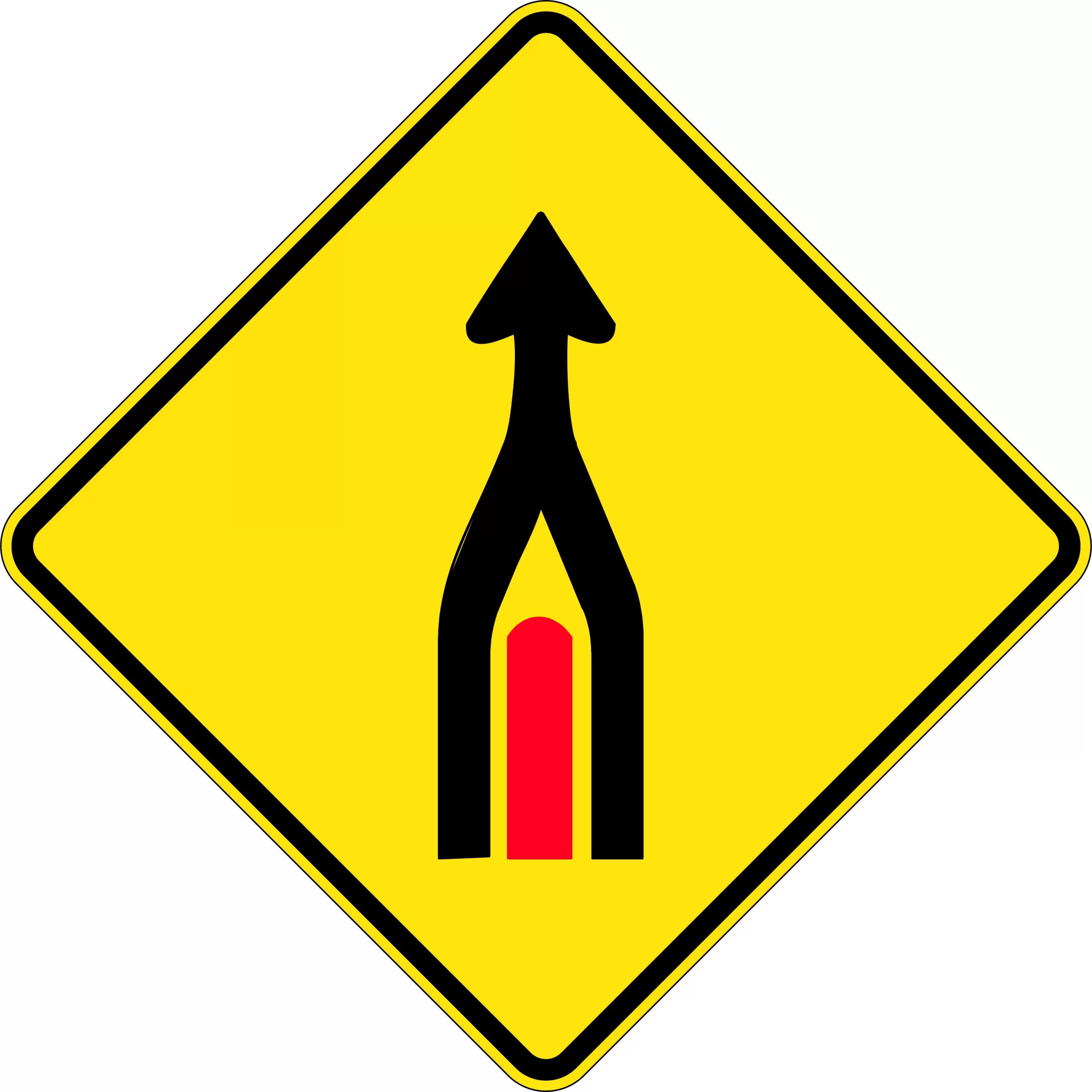 Uniform Safety Signs - 750x750mm - Aluminium - Class 1 - Reflective - Lanes Merge | W5-235B
