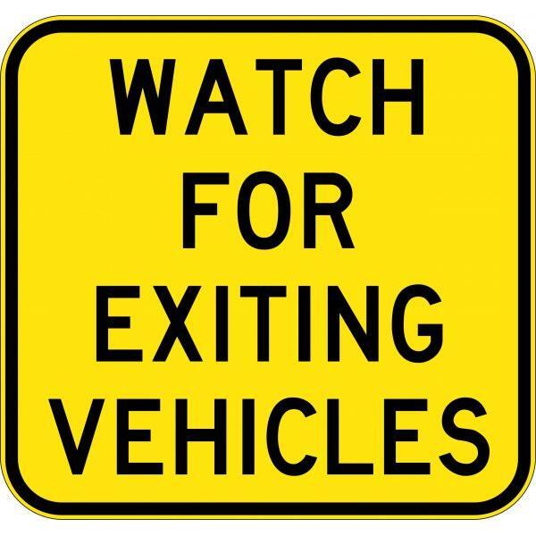 Uniform Safety Signs - 850X800mm - Aluminium - Class 1 - Reflective - Watch For Exiting Vehicles | W5-244