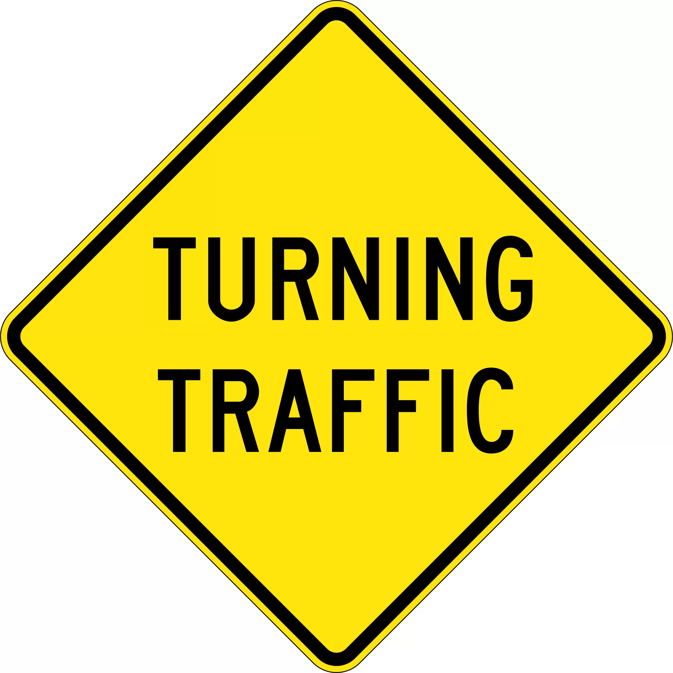 Uniform Safety Signs - 750x750mm - Aluminium - Class 1 - Reflective - Turning Traffic | W5-25B