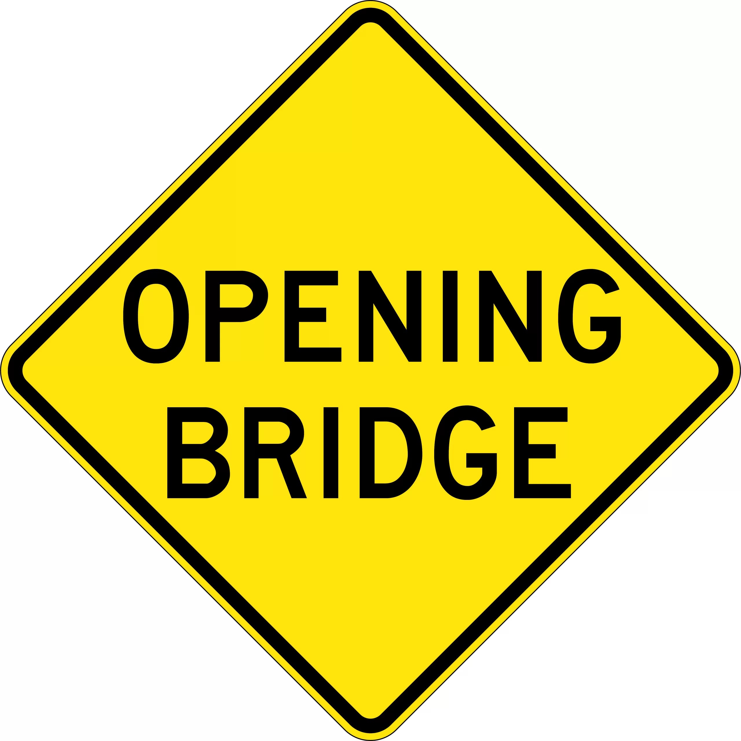 Uniform Safety Signs - 600x600mm - Aluminium - Class 1 - Reflective - Opening Bridge | W5-2A