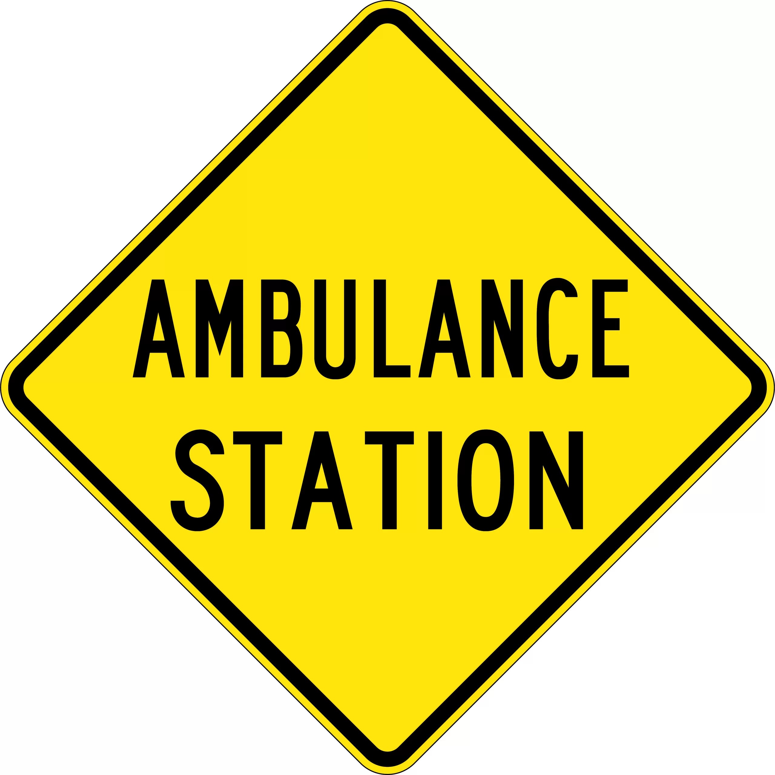 Uniform Safety Signs - 750x750mm - Aluminium - Class 1 - Reflective - Ambulance Station | W5-37B