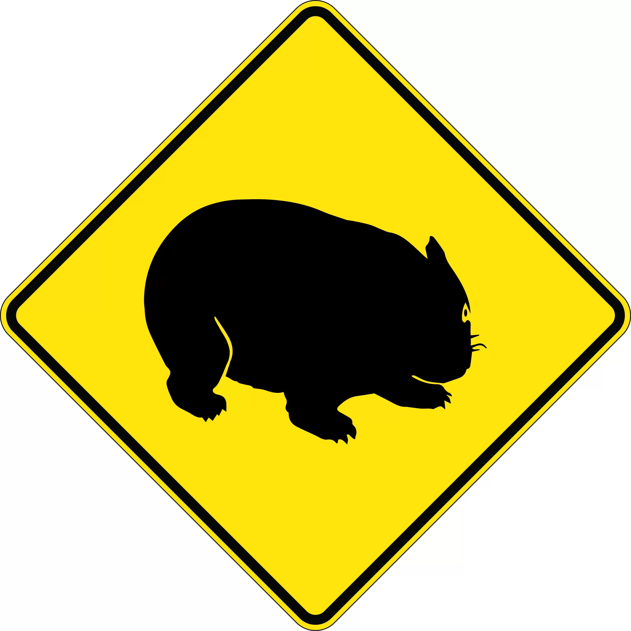 Uniform Safety Signs - 900x900mm - Aluminium - Class 1 - Reflective - Wombats Picto | W5-48C