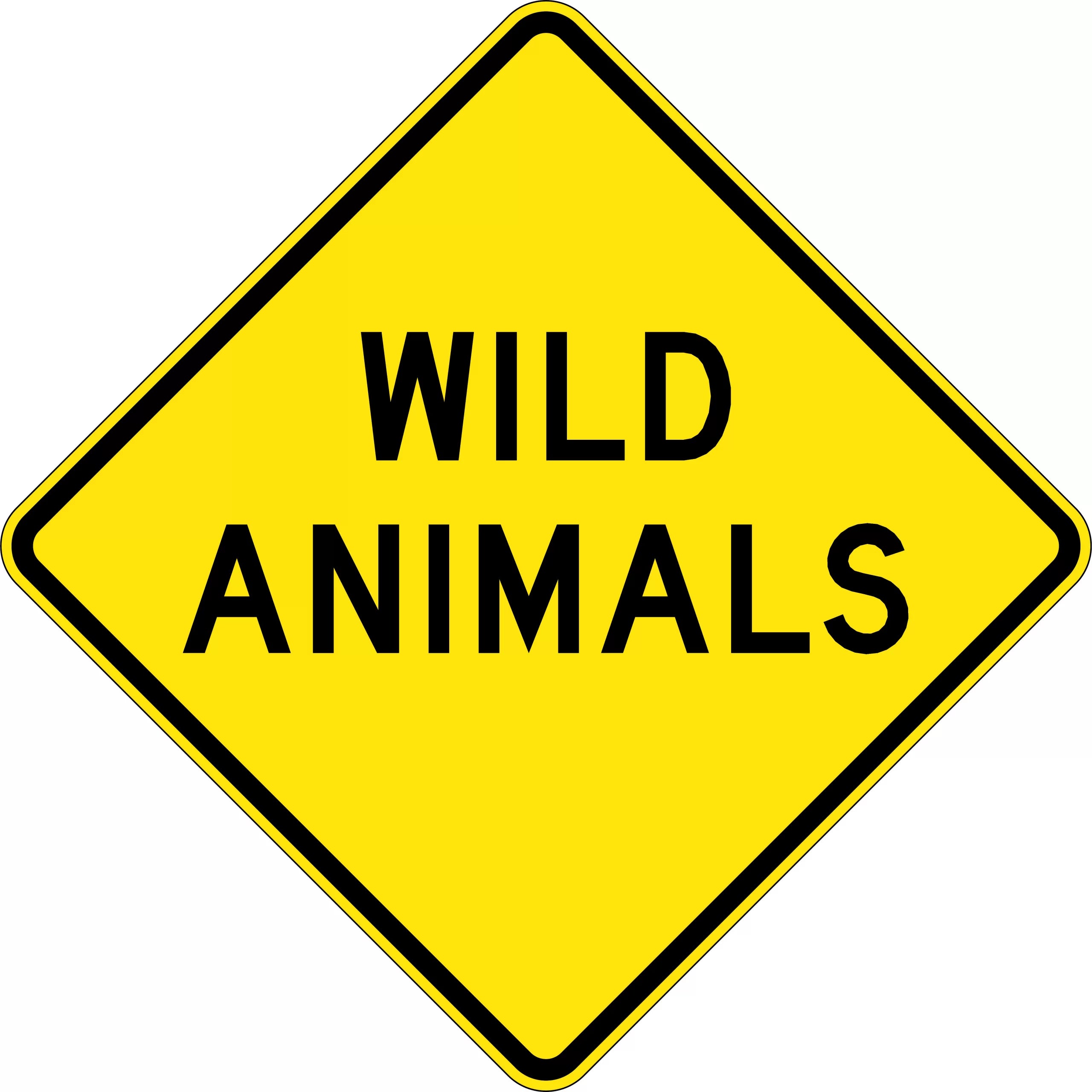 Uniform Safety Signs - 750x750mm - Aluminium - Class 1 - Reflective - Wild Animals | W5-49B