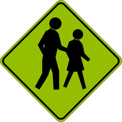 Uniform Safety Signs - 600x600mm - Aluminium - Class 1 - Reflective - Lime Green - Pedestrian Symbol | W6-1A