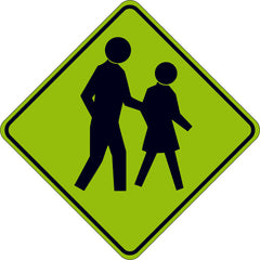 Uniform Safety Signs - 900x900mm - Aluminium - Class 1 - Reflective - Lime Green - Pedestrian Picto | W6-1C