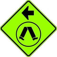 Uniform Safety Signs - 600x600mm - Aluminium - Class 1 - Reflective - Lime Green - Pedestrian Crossing Left | W6-2-1A