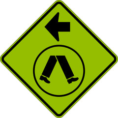 Uniform Safety Signs - 900x900mm - Aluminium - Class 1 - Reflective - Lime Green - Pedestrian Crossing Right | W6-2-1C(R)